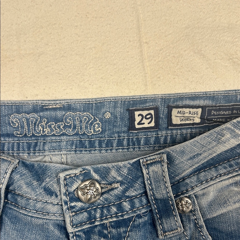 Miss Me Blue Jean Shorts with Silver Embellishments - Picture 7 of 7